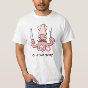 Tintenfisch Koch Cartoon T-Shirt