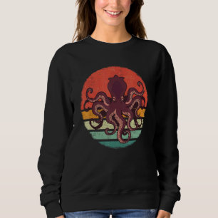 Tintenfisch Kraken Sepia Retro Sonnenuntergang Sweatshirt
