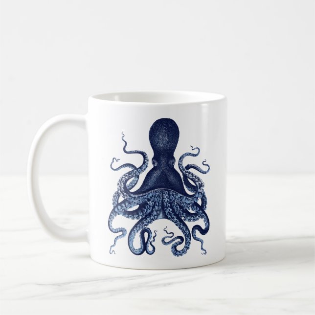 Tintenfisch Kraken Vintage-Stich Kaffeetasse (Links)
