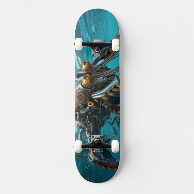 Tintenfisch mit Rüstung aus Stahlstahl Skateboard (Vorderseite)