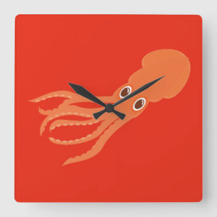 Tintenfisch Quadratische Wanduhr