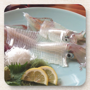 Tintenfisch Sashimi Japanisches Essen zum Mittages Getränkeuntersetzer