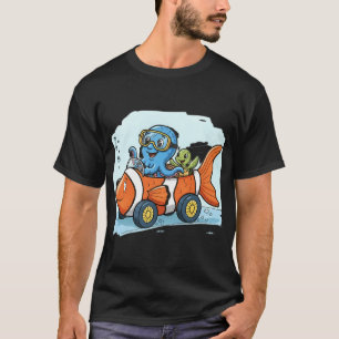 Tintenfisch & Schildkröte â€“ Unterwasser-Autofahr T-Shirt