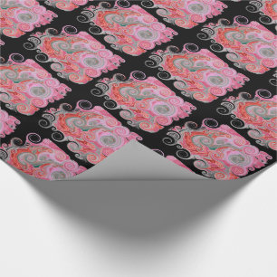 Tintenfisch-Spuren - Rosa - Buchbinde-Endpapier Geschenkpapier
