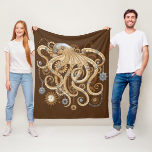 Tintenfisch Steampunk Retro Mechanische Fantasie Fleecedecke