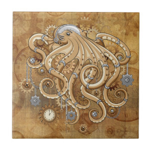 Tintenfisch Steampunk Retro Mechanische Fantasie Fliese