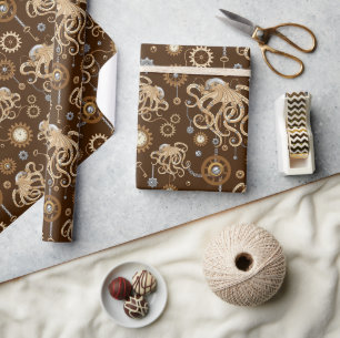 Tintenfisch Steampunk Retro Mechanische Fantasie Geschenkpapier