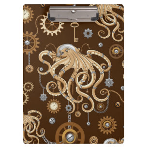 Tintenfisch Steampunk Retro Mechanische Fantasie Klemmbrett