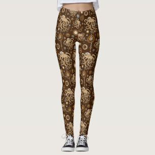 Tintenfisch Steampunk Retro Mechanische Fantasie Leggings