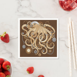 Tintenfisch Steampunk Retro Mechanische Fantasie Serviette