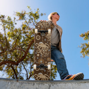 Tintenfisch Steampunk Retro Mechanische Fantasie Skateboard