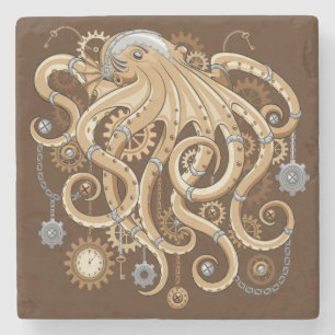 Tintenfisch Steampunk Retro Mechanische Fantasie Steinuntersetzer