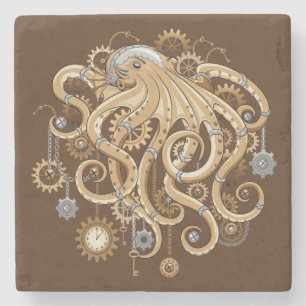 Tintenfisch Steampunk Retro Mechanische Fantasie Steinuntersetzer