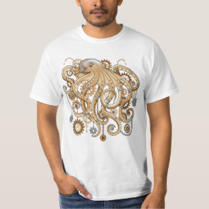 Tintenfisch Steampunk Retro Mechanische Fantasie T-Shirt