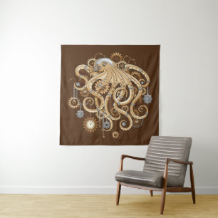 Tintenfisch Steampunk Retro Mechanische Fantasie Wandteppich