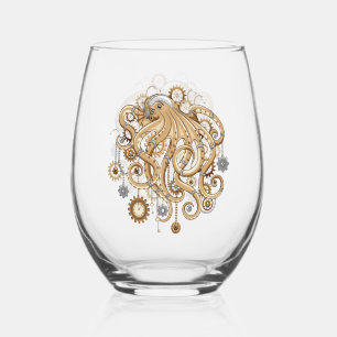 Tintenfisch Steampunk Retro Mechanische Fantasie Weinglas Ohne Stiel