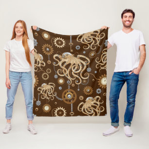Tintenfisch Steampunk Retro Mechanische Fantasy Fleecedecke