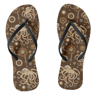 Tintenfisch Steampunk Retro Mechanische Fantasy Flip Flops