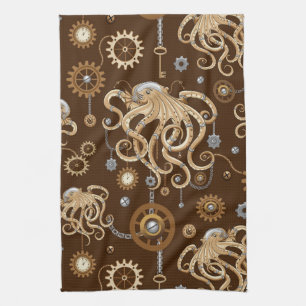 Tintenfisch Steampunk Retro Mechanische Fantasy Geschirrtuch