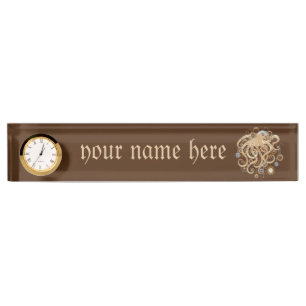 Tintenfisch Steampunk Retro Mechanische Fantasy Namensplakette
