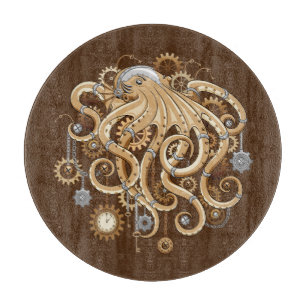 Tintenfisch Steampunk Retro Mechanische Fantasy Schneidebrett