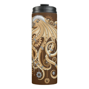 Tintenfisch Steampunk Retro Mechanische Fantasy Thermosbecher