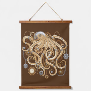 Tintenfisch Steampunk Retro Mechanische Fantasy Wandteppich Mit Holzrahmen