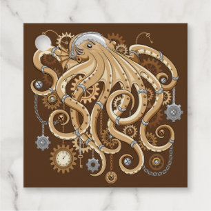 Tintenfisch Steampunk Surrealer Retro-Stil Maschin Geschenkanhänger