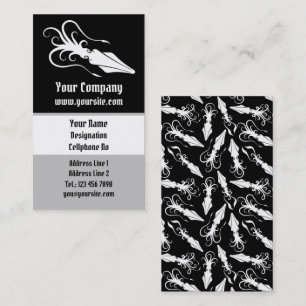 Tintenfisch-Symbol weiß Vertikal Visitenkarte