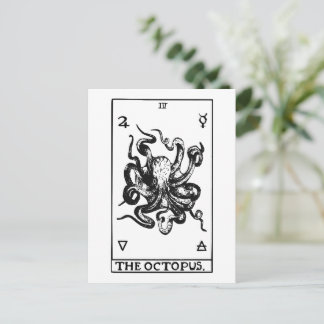 Tintenfisch-Tarotkarte Vintage-Meeresillustration Postkarte