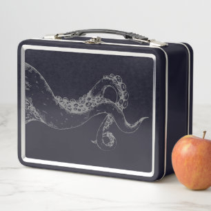 Tintenfisch Tentakel grau auf schwarzer Lunchbox