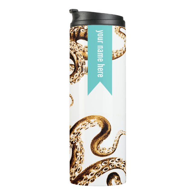 Tintenfisch Tumbler Turquoise Thermosbecher (Nach rechts gedreht)