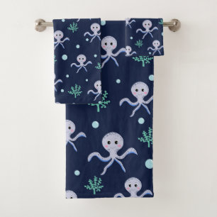 Tintenfisch unter dem Meer Kinder Muster Badhandtuch Set