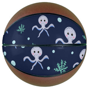 Tintenfisch unter dem Meer Kinder Muster Basketball