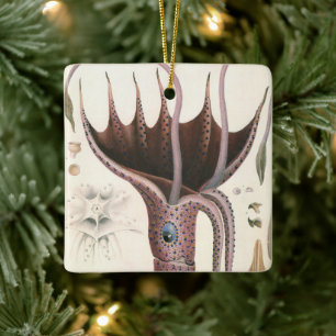 Tintenfisch, Vintage Meerestiere Keramikornament