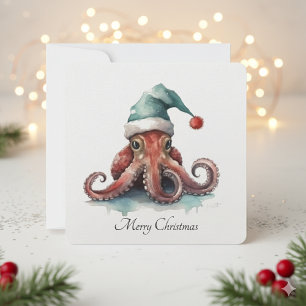 Tintenfisch-Weihnachtsfreude, individuell Feiertagskarte