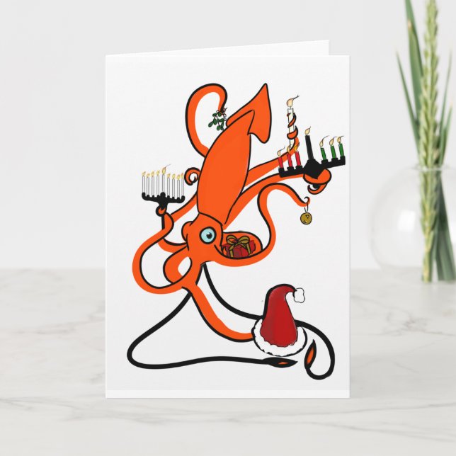Tintenfisch-Winter-Feiertag Feiertagskarte (Vorderseite)