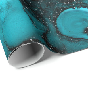 Tintenflasche Paint Blue Sapphire Black Glam Geschenkpapier