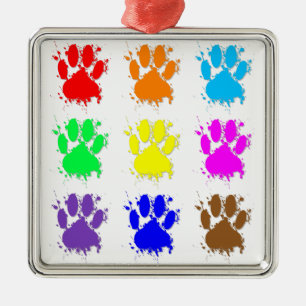 Tintenkleber-Spritzer-Dog-Muster Silbernes Ornament