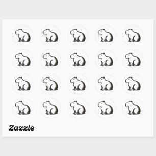 Tintenpinsel Capybara – minimalistisches Tierdesig Runder Aufkleber