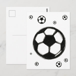 Tintenpinsel Fußball – Sportillustration auf  Postkarte