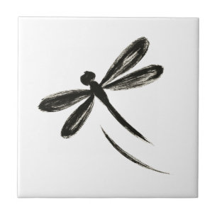 Tintenpinsel-Libelle – Minimalistische Insektenkun Fliese