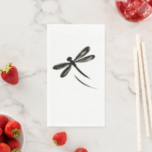 Tintenpinsel-Libelle – Minimalistische Insektenkun Serviette