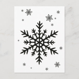 Tintenschneeflocke – Subtiles winterliches geometr Postkarte