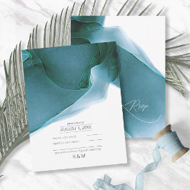 Tintenstrahl Hochzeit Aquamarin ID762 RSVP Karte