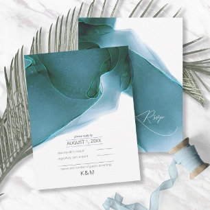 Tintenstrahl Hochzeit Aquamarin ID762 RSVP Karte