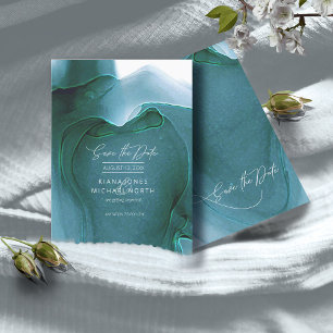 Tintenstrahl Hochzeit Speichern Sie das Datum Aqua Save The Date
