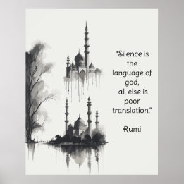 Tintenzeichnung der Badshahi-Moschee in Schwarz & Poster