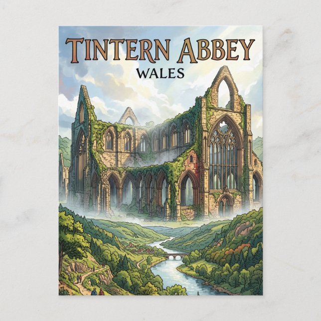 Tintern Abbey Wales Postkarte (Vorderseite)