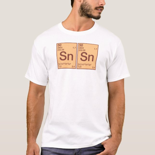 Tintin/Zinn-Zinn auf Weiß/hellem T-Shirt (Vorderseite)